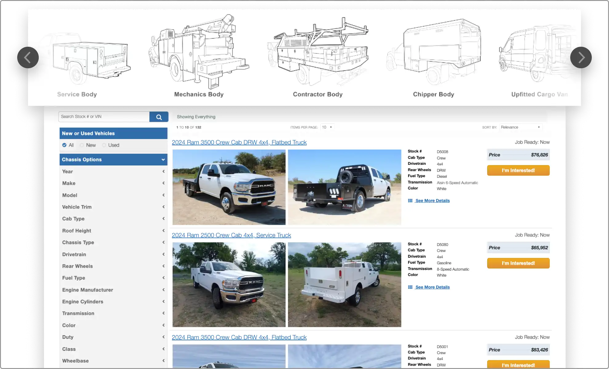 Detailed Vehicle Search Page