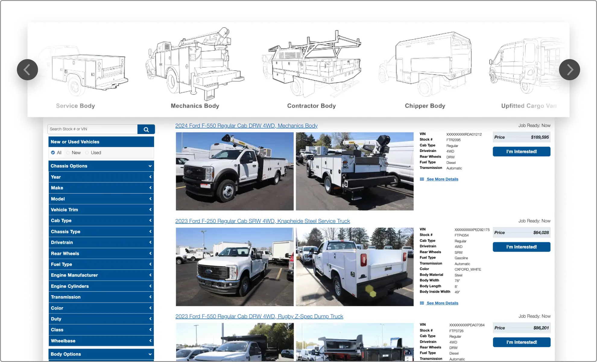 Vehicle Search Page